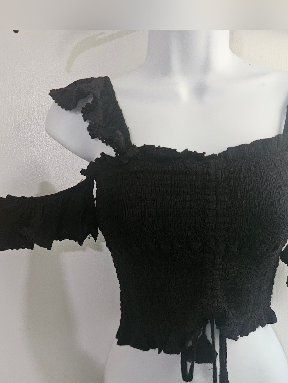 Surf Gypsy Womens Top M Crop Boho Milkmaid Festival Smocked Whimsigoth Cottage